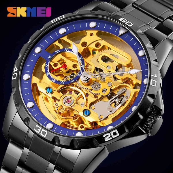 Skmei Mécanique Gear Design Montre Automatique Mode Hommes Montres Pointeur Lumineux Hommes Montres Heure Relogio Masculino 9230 Q0524