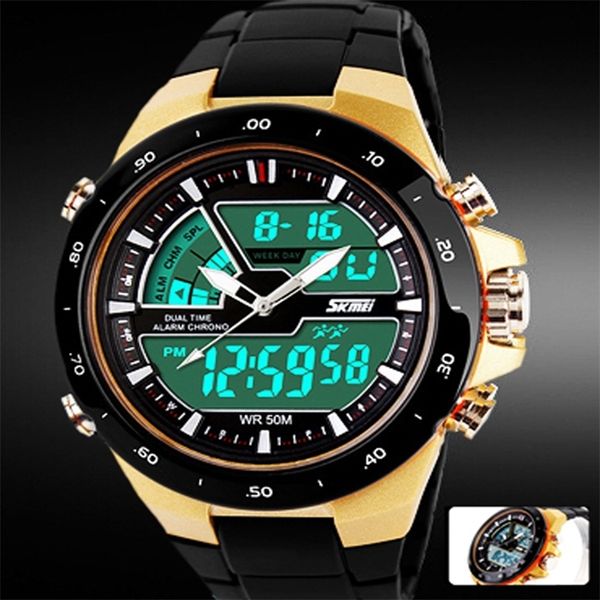 Skmei hommes Sport montres militaire décontracté Sport montre pour hommes Quartz-montre étanche Silicone horloge mâle S choc Relogio Mascul273J