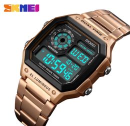 Skmei Men039S Digital Watch Sport Topmerk Elektronische polshorloge Men Waterdichte multifunctionele Gold Metal Relogio Masculino3879563