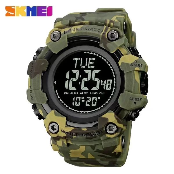 Skmei Mens 50m étanche arrière Back Light Digital Wristwatch Reloj Hombre World Time Compass Countdown Sport Watches 2037 240425