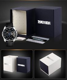 SKMEI Heren Mode Lederen Business Horloges Strap Horloges Quartz Analoge Casual Horloges Waterdicht Sport Military Watch Retail Package