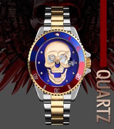 Skmei Mens Skull Quartz Kijk mannen Skeleton Creative horloges roestvrij staal mannelijke klok waterdichte polshorloge polswatch relogio masculino29739690640