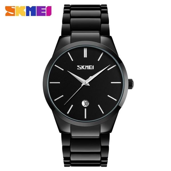 Skmei Mens Watches Top Brand Luxury 3bar Calendar Watch Watch Men Straps de aleación Straps Quartz Wutwatches Relogio Masculino 9140245i