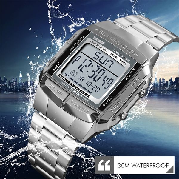 Relojes deportivos militares SKMEI, relojes impermeables para hombre, reloj de lujo de marca superior, reloj Digital LED electrónico para hombre, reloj Masculino 220618