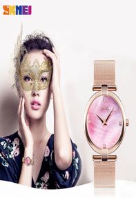 Skmei Nieuwe mode luxueuze dames kijken Kwarts horloges waterdichte roestvrijstalen band dames kwarts polswatch reloj femenino3888323
