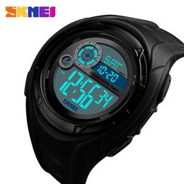 SKMEI новые спортивные часы мужские военные 5 бар водостойкие часы-будильник часы с недельным дисплеем цифровые часы Relogio Masculino 14701915