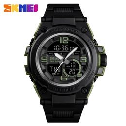 Skmei New Watch Men Sport 5Bar waterdichte heren polshorloge Dual Display Digital Pu Strap Quartz Watch Reloj Mujer 1452247a