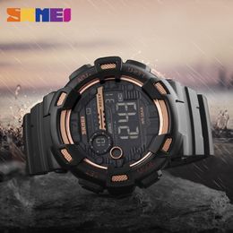 SKMEI Sport de plein air hommes multifonction 5bar étanche bracelet en polyuréthane affichage LED montres Chrono montre numérique Reloj Hombre2024