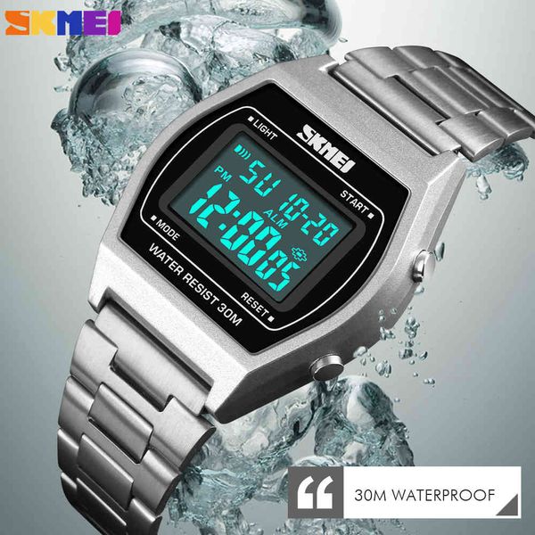 Skmei Deporte al aire libre Reloj de hombre de lujo Chronograph Digital Stainlsteel Strap Reloj impermeable Relojes de pulsera Erkek Kol Saati X0524