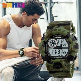 SKMEI montre de Sport en plein air hommes réveil 5Bar étanche montres militaires affichage LED THOCK montre numérique reloj hombre 1019 20113250S