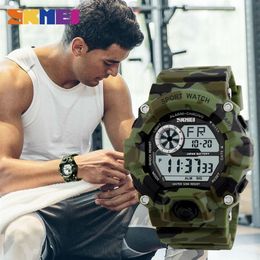 SKMEI montre de Sport en plein air hommes réveil 5Bar étanche montres militaires LED affichage THOCK montre numérique reloj hombre 1019 20113284D