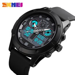 Skmei Outdoor Sport Horloge Heren Dial Horloges Military 5bar Waterdicht Lichtgevend Dual Display Polshorloge Montre Homme 1514 X0524