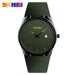 SKMEI Quartz Horloge Heren Dame Mode Heren Vrouwen Horloges Waterdichte PU Kleine wijzerplaat Horloges Army Green Relogio Masc 1509-2022