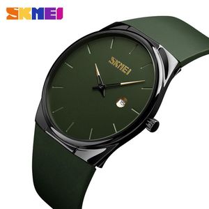 SKMEI montre à Quartz hommes dame mode hommes femmes montres-bracelets étanche PU petit cadran montres armée vert relogio masc 15091909