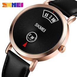 Skmei Simple Men Quartz Bekijk mode polshorloges bedrijfsstijl 3Bar waterdichte roestvrijstalen lederen relogio masculino 1489232N