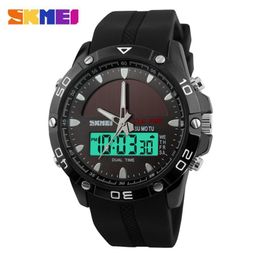 SKMEI Zonne-energie Sporthorloge Mannen Dual Display Digitaal Horloge 50M Waterbestendig Chronograaf Mannelijke Klokken relogio masculino 1064 X0184U