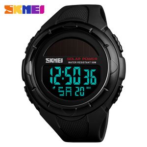 SKMEI Solar Sport Herenhorloge Luxe Dual Display Waterdichte Militaire Chrono Wekker Quartz Horloges Relogio Masculino