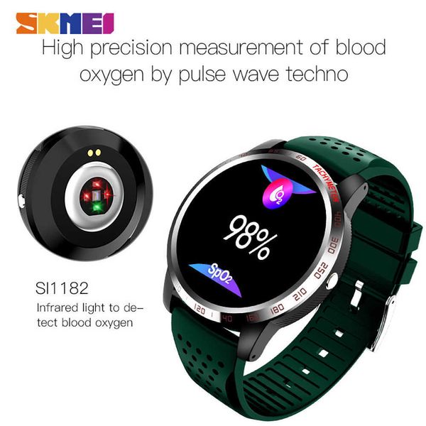 Skmei Sport Hommes Montres Fréquence Cardiaque Blood Tracker Hommes Montres-Bracelets Ip67 Étanche Appel Rappeler Mâle Montre Horloge Reloj Hombre W3 Q0524