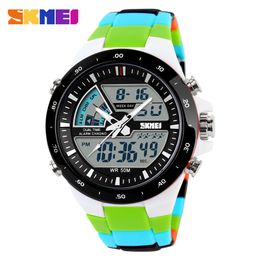 SKMEI Sport Horloge Mannen Army Dive Casual Wekker Analoge Waterdichte Militaire Chrono Dual Display Horloges Relogio Masculino X0524