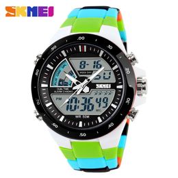 SKMEI Sporthorloge Heren Leger Duik Casual Wekker Analoog Waterdicht Militair Chrono Dual Display Horloges Relogio Masculino X331c