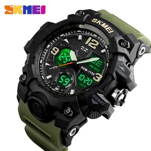 SKMEI Sport heren Horloge Topmerk Luxe LED Digitale Man Klok Outdoor Militaire Waterdichte Dual Display Relogio Masculino 1155B