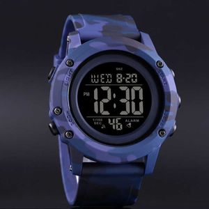 SKMEI Sporthorloge Heren 2 Tijd Waterdichte Digitale Horloges Mens Chrono Countdown Horloges voor Mannen PU-band Montre Homme 1506 Q0524