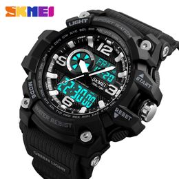 Reloj deportivo de lujo SKMEI de marca superior para hombre, relojes militares de cuarzo resistentes al agua de 5 barras, relojes de pulsera de doble pantalla, reloj masculino 1283 X0524