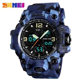 SKMEI Top Luxe Leger Camo Sport Horloges Mannen Quartz Digitale Waterdichte Sport Horloge Mannelijke relogios masculino Watch209v