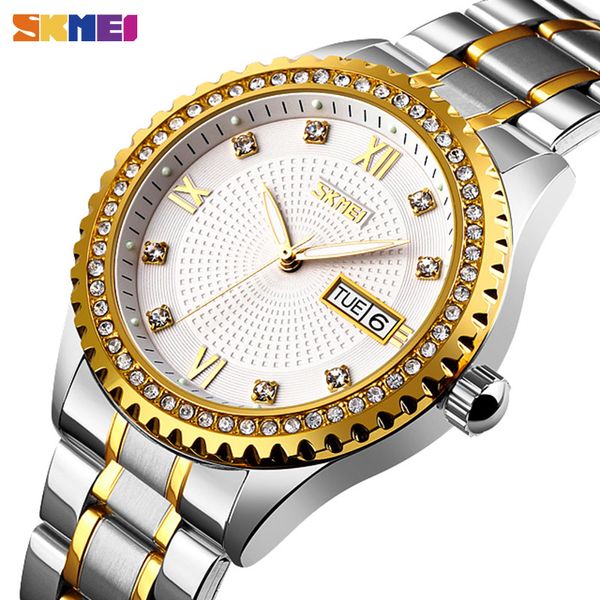 Skmei Top Luxe Automatique Hommes Montres Creux Diamant Mécanique Montres Date Semaine Automatique Hommes Montre Reloj Hombre 9221 Q0524