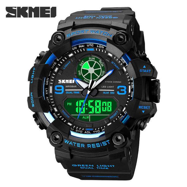 Reloj SKMEI para hombre, reloj de pulsera de cuarzo electrónico LED analógico con pantalla Dual, relojes deportivos militares para hombre, reloj Masculino montre G1022