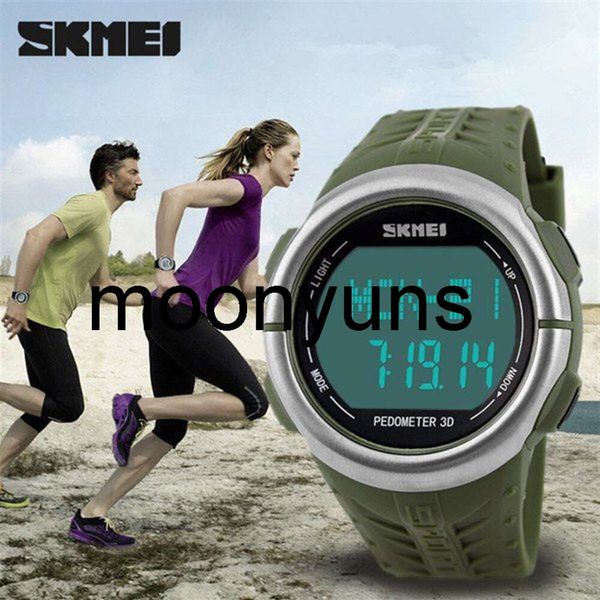 Skmei Watch Skmei 1058 Monitor de frecuencia cardíaca Pedómetro Pedómetro Relojes LED para hombres Mujeres 50m Relojes digitales impermeables Sports Calorie Contador 239D de alta calidad