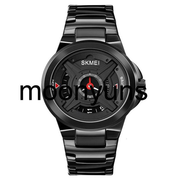 skmei watch skmei mouvement japonais hommes quartz wristwatch cadran créatif horloge en acier inoxydable bracelet noir vif de vie étanche.