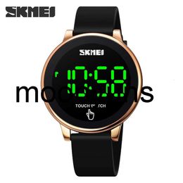 Skmei Watch Wrist-Wrists Skmei LED Touch Watch Men de montre Mirro Design Mirro Mentide Mentide étanche Pu Strap Hour Fashion Digital Reloj Hombre Montre High Quality