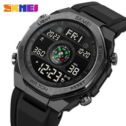 Skmei Waterproof Watch For Men Mouvement électronique Montre à bracelet Pidomètre de luxe Sport Horloge Horloge avec date 240428