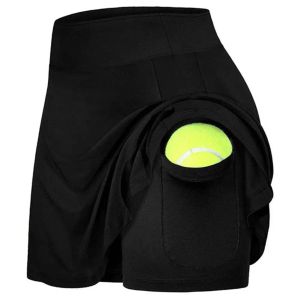 Skorts Women Tennis Pocket jupe haute taille tennis / golf / badminton short jupe fitness Running Yoga Jirgswear Sports Equipement