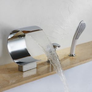 Skowll Room Robinet Waterfall Bathtub robinet mélangeur papeur d'eau avec douche à main, chrome poli HG-9107 poli.