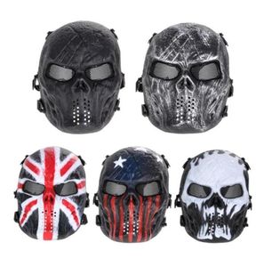Skull Airsoft Party Mask Paintball Full Face Mask Army Games Mesh Eye Shield Mask Mask voor Halloween Cosplay Party Decor238J3634776