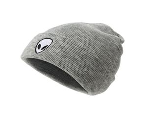 Casquettes du crâne de style européen et américain Alien Embroderie Street L tricot d'automne hiver extérieur tête fantôme en laine chaude Hat24165663303310