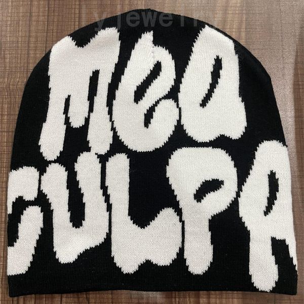 Gorros de calavera mea culpas beanie hat letra exagerada mujeres hombres punk hip hop rosa negro blanco diseñador sombrero accesorios de moda verano invierno pj090