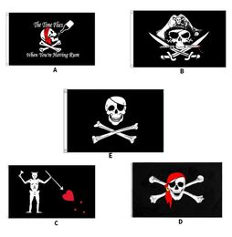 Skull Cross Bones Pirate Banner Flag simple Singleside Creepy Ragged Hallowmas Banner Flags Party Supplies 90x150cm 5 styles 3x5ft6694375