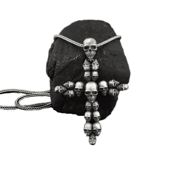 Pendentif croix crâne bijoux gothiques collier punk pour hommes chaîne de bijoux