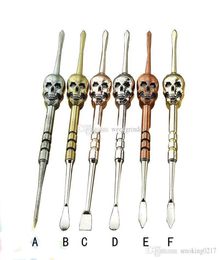 Skull Design Wax Dabber Tools 6 Color 120 mm Veranderlijk gedemonteerde DAB JAR Tool Metal Titanium Nail voor droog kruidenverdamper6307367