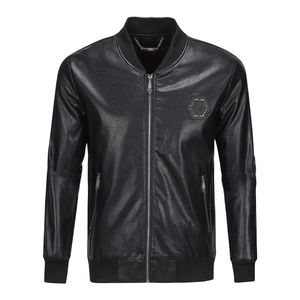 Schedel designer jas heren hiphop Sport Motorfiets Kunstleer jas zwart Biker Letters bomber mode luxe Fitness kleding Casual Rits Slim Fit Korte jassen