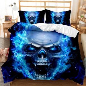 Skull dekbedovertrek Set Halloween Men Horror Gothic For Boys Teens Adults Twin Bedding Set Queen King Size Polyester Qulit Cover