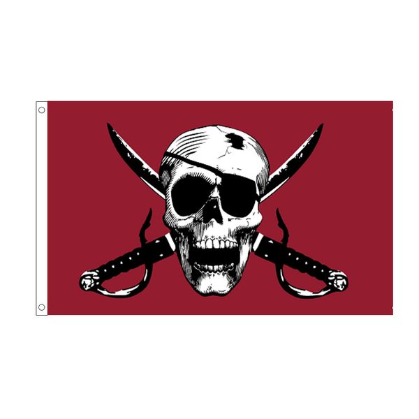 Bandera gigante del cráneo Bandera pirata 3x5ft Pirata del cráneo con dos banderas cruzadas del cuchillo 90x150 cm para la decoración del hogar o del barco, envío libre