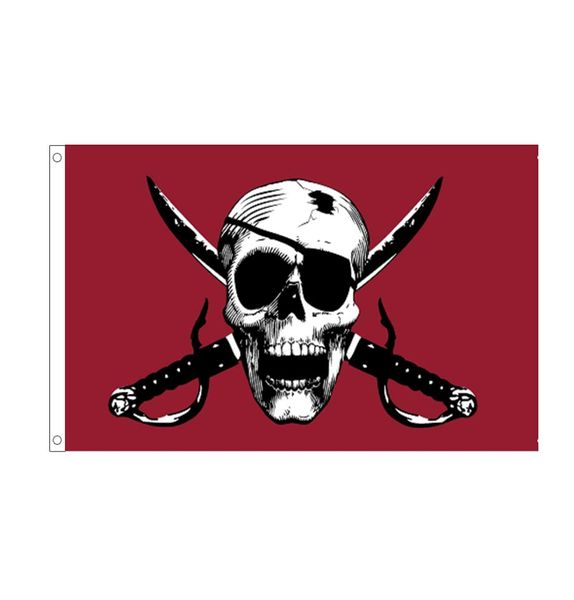Skull Giant Flag Pirate Flag 3x5ft Skull Pirate avec deux drapeaux de couteau transversal 90x150 cm pour la décoration de la maison ou du bateau 2717007