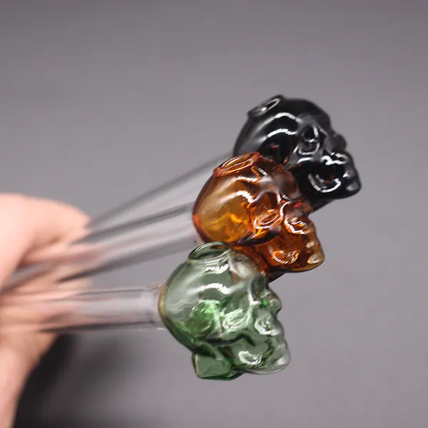 Cráneo Vidrio Quemador de aceite Agua Pipas para fumar Pyrex Bubbler Bowl Cachimbas Gruesas Bongs de colores