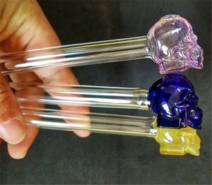 Crâne Glass Huile Burners Tuyau de verre à la main droite 5 5inch Tube de verre long pour nouveau fumeur Bong Free