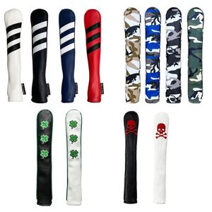 Skull Golf Alignment Rod Cover PU-leer Zacht hoofdbeschermer Geborduurd oppervlak Doel Trainingshulpmiddel Headcover Golfaccessoires 231229