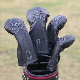 SKULL Golf Woods Headcovers Covers Pour Driver Fairway Putter 135H Clubs Set Heads PU Cuir Unisexe 220718